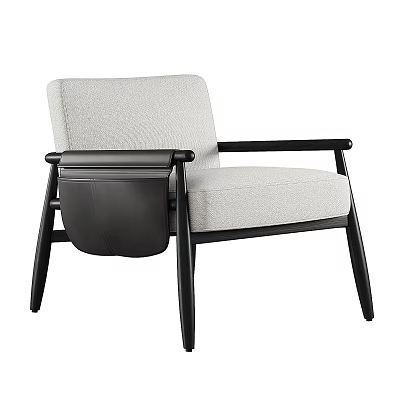 Sleek Modern Leisure Chair With Light Gray Fabric Upholstery And Black Wooden Legs 3d model