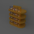 Golden Multi Tiered Wine Cabinet With Shelves Holding Wine Bottles