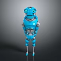Blue Robot Character With Mechanical Structure Big Eyes And Standing Design