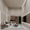 Modern Minimalist Basement Interior With Sofa And TV 3d model