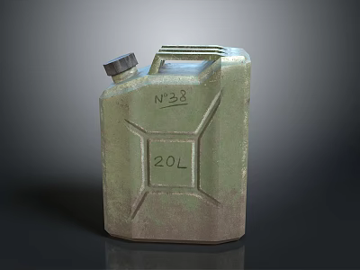 Rustic Metal Jerry Can With 20L Capacity NF28 Label On Weathered Surface 3d model