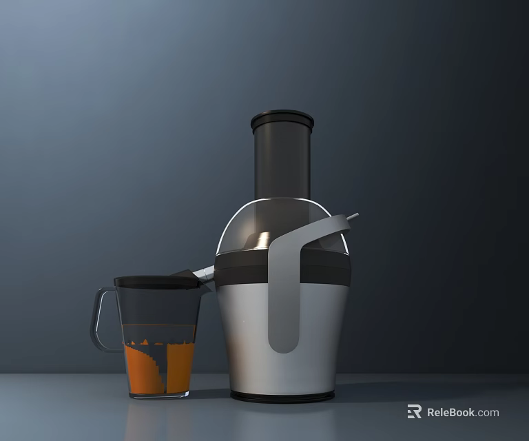 Modern Kitchen Appliance Juicer with Glass Pitcher and Fresh Orange Juice 3d model 