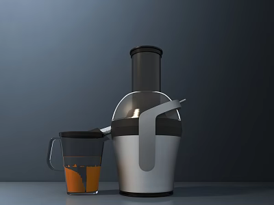 Modern Kitchen Appliance Juicer with Glass Pitcher and Fresh Orange Juice 3d model