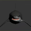 Gray Shark 3D Model with Open Mouth and Red Interior on Dark Background