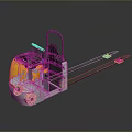 Yellow And Gray Industrial Forklift With Black Handle And Long Forks Design