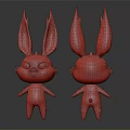 Light Blue Rabbit Dolls With Long Ears Front And Back Views 3d model