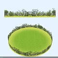 Outdoor Natural Living Plant Wall with Trees and Green Grass Landscape