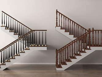 European handrail stair corner stair handrail 3d model