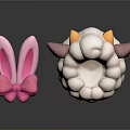 Cute Animal Hair Accessories Pink Rabbit Ear With Bow And White Sheep With Yellow Horns
