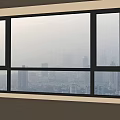 Large Modern Casement Window With Clear City Skyline View In Bright Room