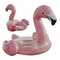 Pink Flamingo Inflatable Pool Floats With Transparent Glitter Sections For Pool Relaxation