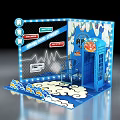 Blue Themed Photo Check In Spot With Limited Edition Decor And String Lights