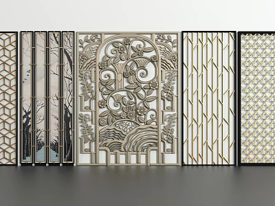 Ornamental Room Dividers With Various Intricate Patterns For Modern Interior Decor 3d model