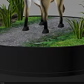 3D Donkey Model With White Saddle Standing On Circular Base With Green Grass And Stones