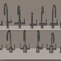 Different Faucet Styles Displayed on Shelves for Home Improvement Collection