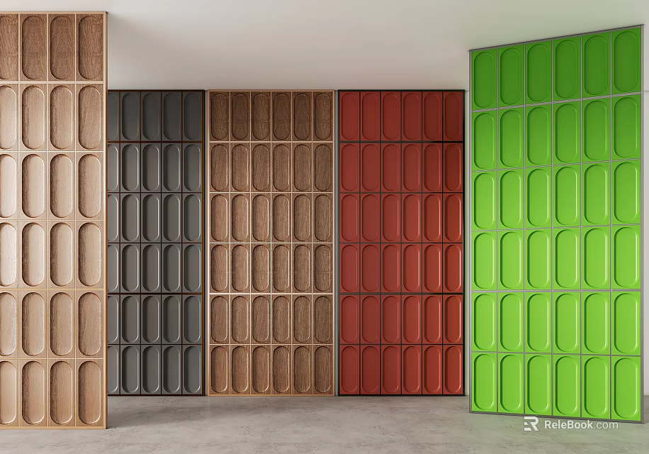 Various Colored Wall Panels With Circular Groove Design For Interior 3d model 