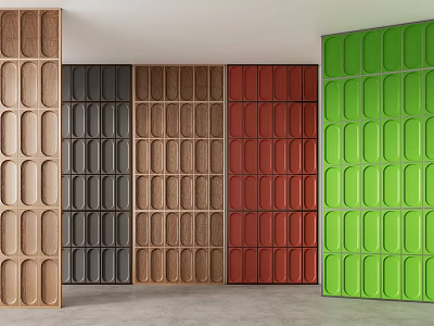 Various Colored Wall Panels With Circular Groove Design For Interior 3d model