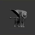 Detailed 3D Winged Lion Model with Stone Armor and Mythical Creature Design