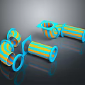 Blue And Orange Striped Construction Pipe Fittings With Various Shapes Curved Straight Square Jointed