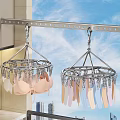 Practical Bathroom Accessories Metal Drying Rack with Multiple Clips for Underwear and Socks 3d model