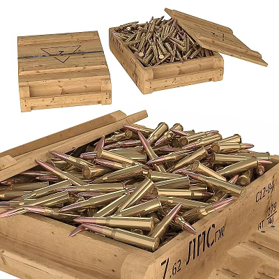 Decorative Ornament Set With Wooden Box And Bullet Shaped Decorative Pieces 3d model