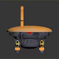 Orange Mechanical Structure With Circular Base Extended Arm And Green Light Support Legs 3d model