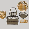 Decorative Woven Basket Set With Various Shapes Round Square And Handles For Home Decor