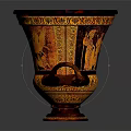 Handcrafted Decorative Vase With Two Handles Brown And Yellow Intricate Patterns Design