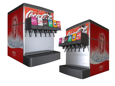 Smart Coca Cola Beverage Dispenser Machines With Multiple Flavor Options And Ice Feature 3d model