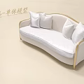 Elegant White Sectional Sofa With Golden Curved Frame And Plush Cushions