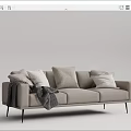 Modern three-seat sofa multiplayer sofa 3d model