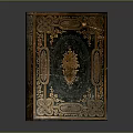 Antique Book Cover With Intricate Ornate Patterns And Golden Design