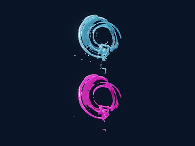 Colorful Garden Ornament With Spiral Blue Pink Design On Dark Background 3d model