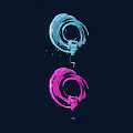 Colorful Garden Ornament With Spiral Blue Pink Design On Dark Background