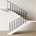 Modern Stair Iron Stair Handrail Stair Step Cascade 3d model