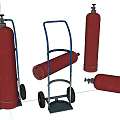Essential Public Safety Facilities With Red Fire Extinguishers And Mobile Carts 3d model