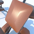 Brown Leather Medical Examination Chairs With Metal Frames And Circular Headrests