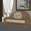 Woven Rattan Multi Seater Sofa With Beige Cushion In Modern Interior