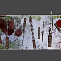 Various Medical Surgical Instruments on Stainless Steel Tray with Blood Stains