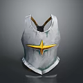 Silver Metallic Armor Vest With Golden Star Emblem And Medieval Design Details