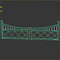 Decorative Green Double Gate with Grid Pattern and Arched Top Design