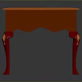 Square Red Table with Orange Top and Golden Leg Decorations for Home Use