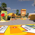 Outdoor Stage with Carousel and Yellow Decorations for Little Prince Ice Cream Event