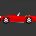 Red Convertible Sports Car With Yellow Interior On Black Background