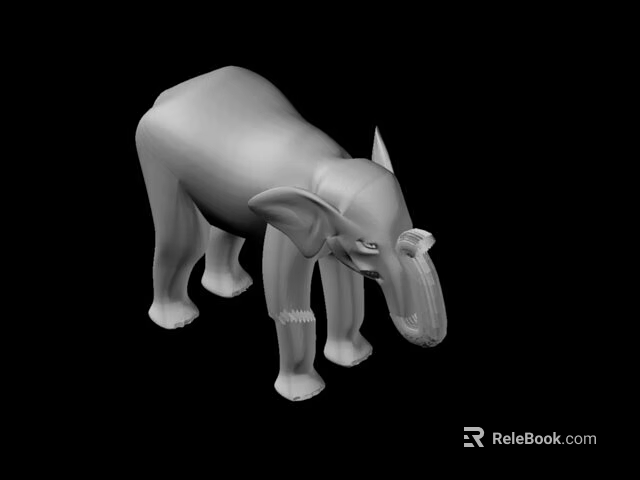 Gray Reptile 3D Model Sculpture With Textured Skin And Black Background 3d model 