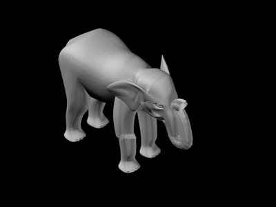 Gray Reptile 3D Model Sculpture With Textured Skin And Black Background 3d model