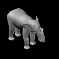 Gray Reptile 3D Model Sculpture With Textured Skin And Black Background