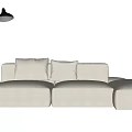 Beige Sectional Sofa With Plush Pillows Floor Lamp And Side Table 3d model