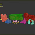 Orange Rock Scene Components With Wall Structures Arch And Small Stone Models 3d model
