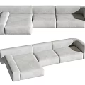 Modern Light Gray Fabric Sectional Sofa With L shaped Design And Multiple Seats 3d model